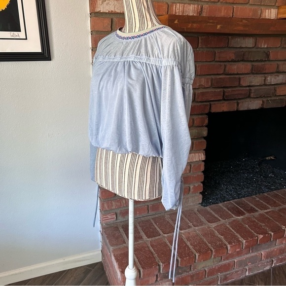 Free People Movement Sun Blissed Long Sleeve Cropped Top Balloon Sleeves Sz S - Picture 5 of 9